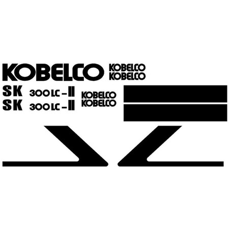 Aftermarket Kobelco SK 300LC-II Excavator Decal Set with 30' x 2.25" White Stripe KBSK300LC2DECALSET